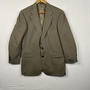 Oscar de la Renta Men Blazer 100% Wool Sport Coat Olive Grn 44L W38‎ Date Night